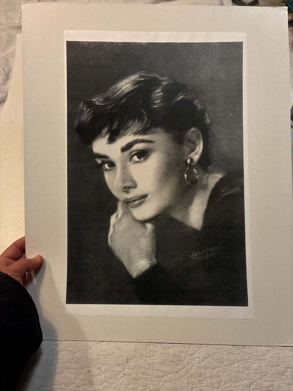 Audrey Hepburn Haiyan Art Print 16x20 Black And White Portrait Poster
